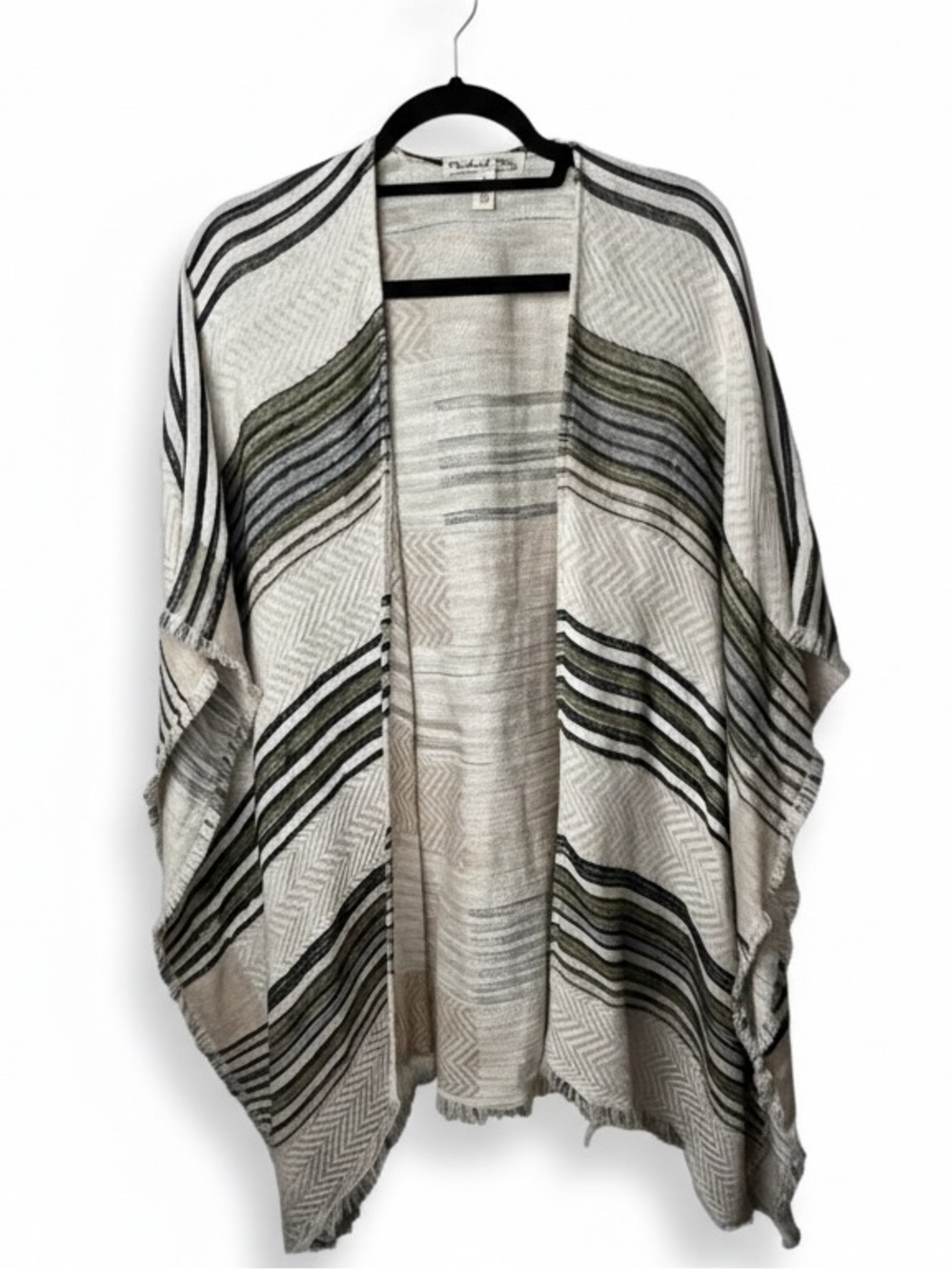 Michael Stars Poncho / Cape Cream Color & Black Textured Cover Up Jacket OSFM **